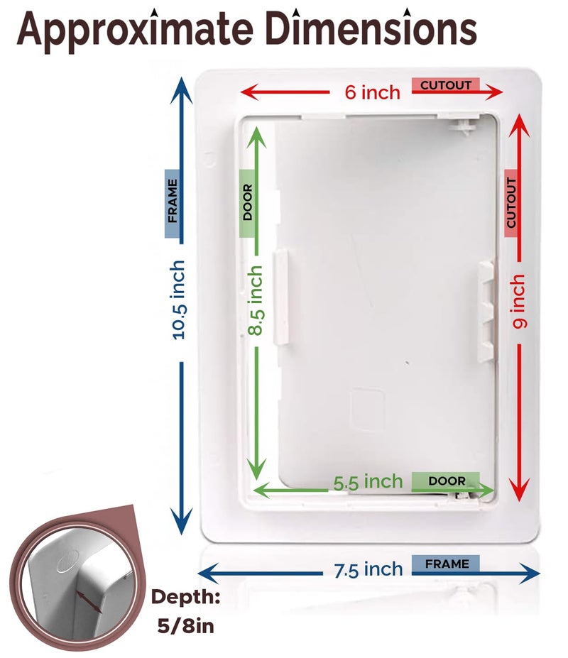 Morvat Access Panel 6x9 Inch for Drywall & Ceiling with Door, Heavy-Duty Durable ABS Plastic & Easy Install Access Box, Wall Hole Cover Plate for Plumbing & Electrical Cables & Wiring, White - Image 2